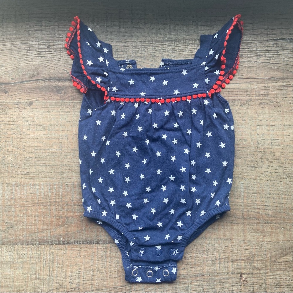 EUC 3m Baby Girl One-Piece 4th of July stars blue